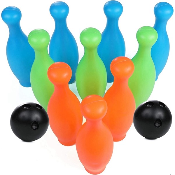 Racdde Bowling Playset with 10 Pins and 2 Balls, Indoor and Outdoor Bowling Alley Game for Kids Boys and Girls 