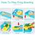 Racdde Mini Bowling Game,Frog Table Bowling Pre-Kindergarten Toy for Kids,Desktop Launcher Bowling Indoor Game Set with Lane Base,Stainless Steel Ball,Bowling Pins,Intelligence Development and Stress Relief 