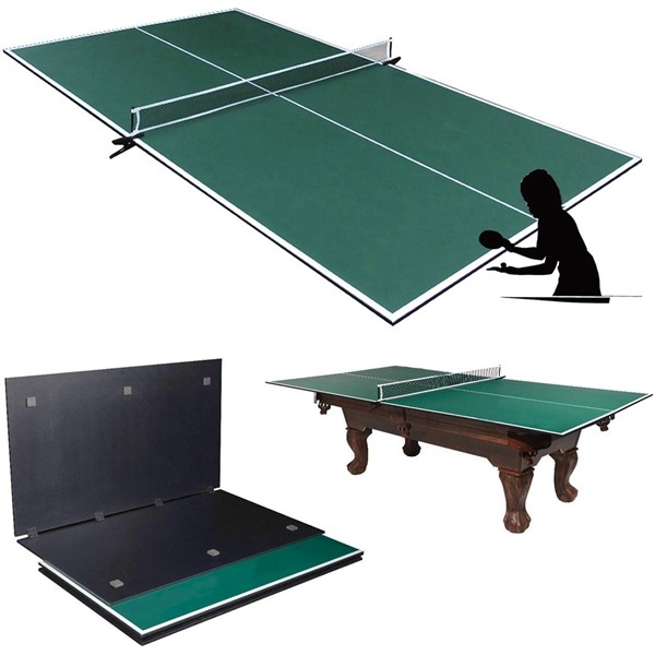 Racdde Portable Ping Pong Table Topper for Pool Table – Indoor Table Tennis Conversion Top Ping Pong Play 4 Pcs Foldable Clamp Net Post Scratch Resistant Space Save for Home Office Billiard Hockey 