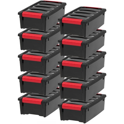 Racdde, Inc TB-35 Stack & Pull Storage Box, 5 Quart, Black 