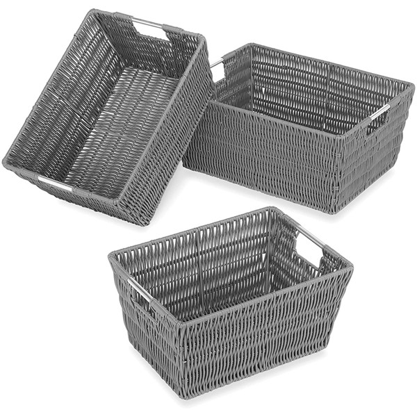 Racdde Rattique Storage Baskets - Grey (3 Piece Set) 