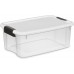 Racdde 18 Quart/17 Liter Ultra Latch Box, Clear with a White Lid and Black Latches 