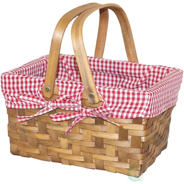 Racdde Rectangular Basket Lined with Gingham Lining, Small 