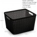 Racdde Woven Plastic Storage Basket (3PK- L, Black) 