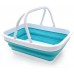Racdde 9.2L (2.37Gallon) Collapsible Tub with Handle - Portable Outdoor Picnic Basket/Crater - Foldable Shopping Bag - Space Saving Storage Container (1, Bright Blue) 