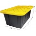 Racdde 15 Gallon Durabilt Tough Storage Container, Black base, Yellow lid, Stackable, 2-Pack