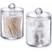 Racdde Qtip Dispenser Apothecary Jars Bathroom - Qtip Holder Storage Canister Clear Plastic Acrylic Jar for Cotton Ball,Cotton Swab,Q-Tips,Cotton Rounds (2 Pack of 10 Oz.，Small) 
