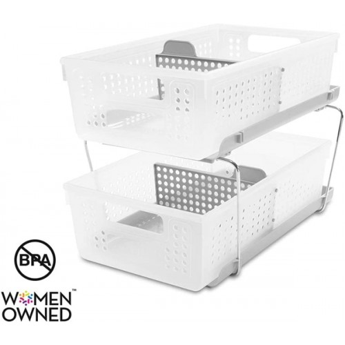 Racdde 2 W Two Tier Organizer, Large, Frost-With Dividers 