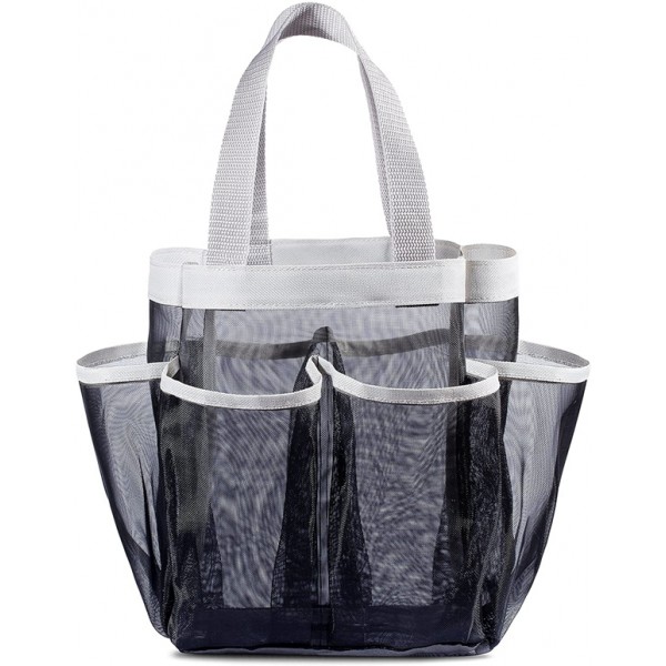 7 Pocket Shower Caddy Tote, Black - Keep your shower essentials within easy reach. Shower caddies are perfect for college dorms, gym, shower, swimming and travel. Mesh allows water to drain easily. 