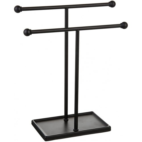 Racdde Double-T Hand Towel Holder and Accessories Jewelry Stand, Black 
