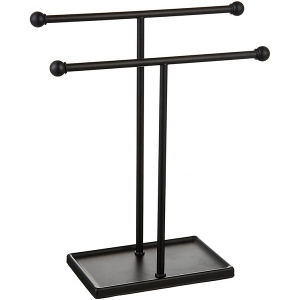 Racdde Double-T Hand Towel Holder and Accessories Jewelry Stand, Black 