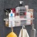 Racdde Shower Caddy Basket Shelf with Hooks for Shampoo Conditioner Bathroom Storage Organizer SUS304 Stainless Steel - No Drilling 