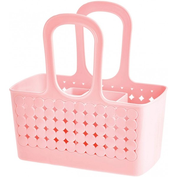Racdde Orbz Plastic Bathroom Shower Tote Small Divided College Dorm Shower Caddy for Shampoo, Conditioner, Soap, Cosmetics, Beauty Products - Blush 