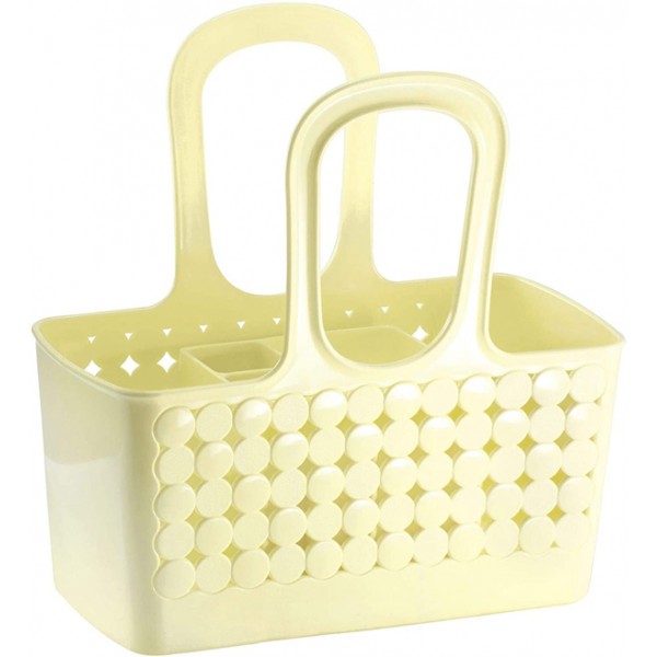 Racdde Orbz Plastic Bathroom Divided Shower Tote, Small College Dorm Caddy for Shampoo, Conditioner, Soap, Cosmetics, Beauty Products, 11.75" x 6" x 12" - Yellow 