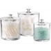 Racdde Premium Quality Acrylic Qtip Holder Apothecary Jars Bathroom Vanity Organizer Canister for Qtips,Cotton Swabs,Cotton Balls,Cosmetic Pads,Flossers,Nail Polish,Bath Salts,Clear,Plastic | 3-Pack 