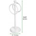 Racdde Decorative Metal Fingertip Towel Holder Stand for Bathroom Vanity Countertops to Display and Store Small Guest Towels or Washcloths - 2 Hanging Rings, 14.25" High - White