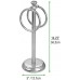Racdde Decorative Metal Fingertip Towel Holder Stand for Bathroom Vanity Countertops to Display and Store Small Guest Towels or Washcloths - 2 Hanging Rings, 14.25" High - Chrome