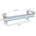Racdde Tempered Glass Bathroom Shelf with Towel Bar Wall Mounted Shower storage15.2 by 4.5 inches, Brushed Silver Finish (1 Tier Glass Shelf) 