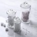 Racdde Mini Glass Apothecary Jars-Cotton Jar-Bathroom Storage Organizer Canisters Set of 3 