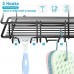 Racdde Shower Caddy Basket with Hooks Soap Dish Holder Shelf for Shampoo Conditioner Bathroom Kitchen Storage Organizer SUS304 Stainless Steel Adhesive No Drilling - 3 Pack Black 