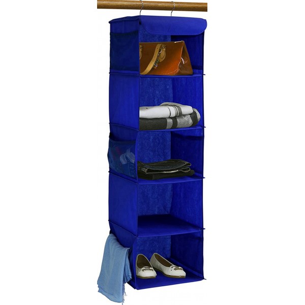 Racdde 5 Shelves Hanging Closet Organizer, Dark Blue