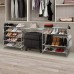 Racdde 5-Tier Stackable and Expandable Shoe Rack with Side 6 Shoes Pockets, Silver 