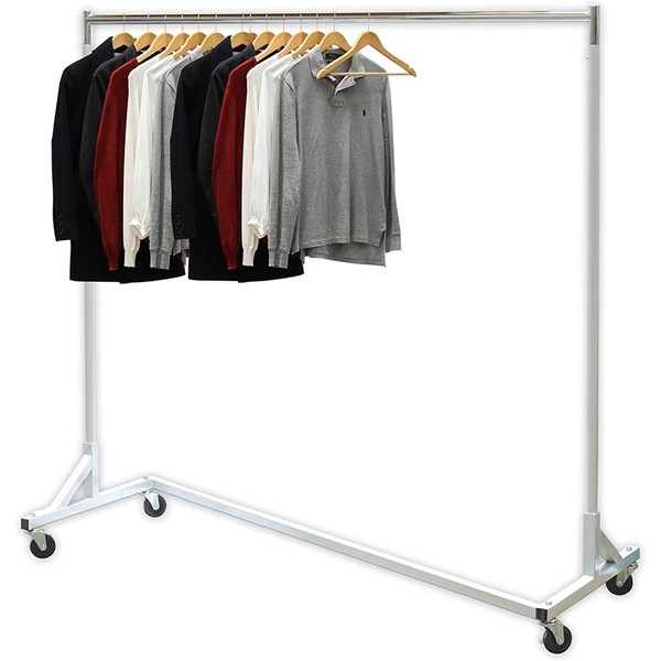 Racdde Industrial Grade Z-Base Garment Rack, 400lb Load with 62" Extra Long bar 
