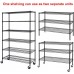 Racdde Commercial-Grade Heavy Duty 6-Tier NSF-Certified Metal Steel Wire Shelving Units with Wheels, 76" H x 48" L x 18" D Adjustable 4800LBS Utility Storage Shelves for Garage Kitchen- Black 