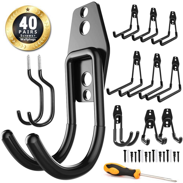 Racdde Garage Hooks, Garage Organizer Utility Hooks, Heavy Duty Garage Storage for Tools, Ladders and Bikes, Pack of 12 – (Black) 