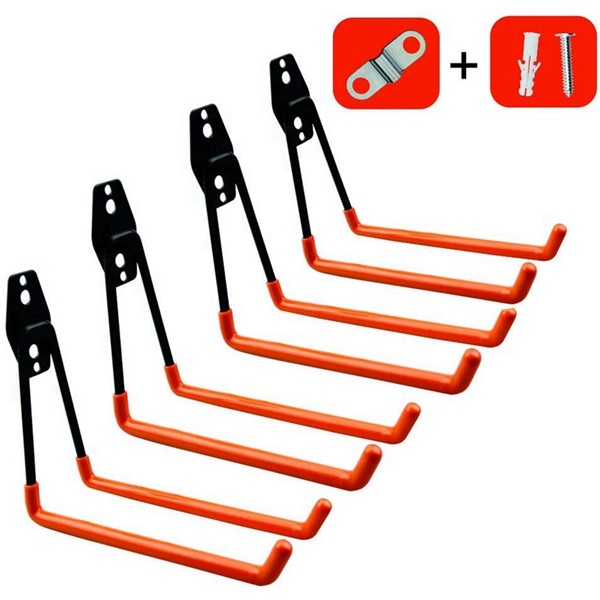 Racdde Garage Storage Utility Hooks,Wall Mount&Heavy Duty Garage Hanger & Organizer to Handle Ladder, Hold Chairs,with Premium Steel to Hang Heavy Tools for Up to 55lbs(Set of 4) 