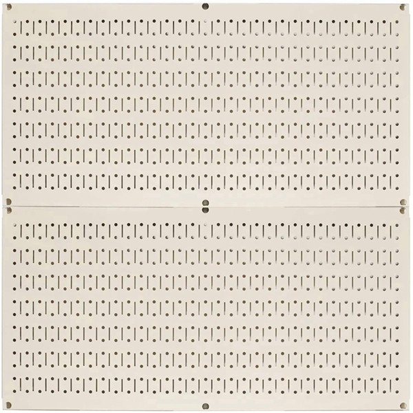 Racdde Pegboard Rack Horizontal Metal Pegboard Garage Tool Storage Pack - Two 32-Inch Wide x 16-Inch Tall Easy to Install Peg Boards (Beige) 