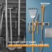 Racdde Mop Broom Holder Wall Mount Metal Pantry Organization and Storage Garden Kitchen Tool Organizer Wall Hanger for Home Goods (4 Positions with 4 Hooks, Black) 