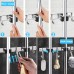 Racdde Mop Broom Holder Wall Mount Organizer Storage, Easy Install Screws or Self Adhesive Stainless Steel Tools Hanger for Kitchen Bathroom Closet Office Garden with 2 Racks 3 Hooks (2 Pack) 