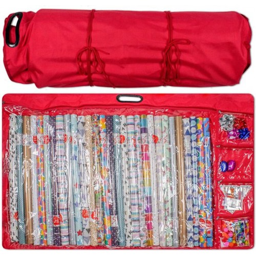Racdde Wrapping Paper Storage Bag Container - Christmas Birthday Wrapping Paper Organizer. Holds 30 inch Rolls. Under The Bed or Hanging Up Wrapping Paper Storage Containers for Bows and Ribbons Organizer 
