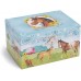 Racdde Girl's Musical Jewelry Storage Box with Spinning Horse, Barn Design, Home on The Range Tune 