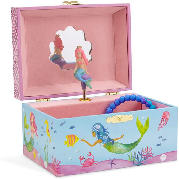 Racdde Mermaid Musical Jewelry Box, Underwater Design with Narwhal, Over The Waves Tune 