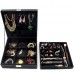 Racdde Two-Layer lint Jewelry Box Organizer Display Storage case with Lock (Black) 