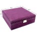 Racdde Two-Layer lint Jewelry Box Organizer Display Storage case with Lock (Purple) 