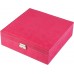Racdde Two-Layer lint Jewelry Box Organizer Display Storage case with Lock (Rose) 