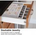 Racdde Stackable Velvet Jewelry Trays Organizer, Jewelry Storage Display Trays for Drawer, Earring Necklace Bracelet Ring Organizer, Set of 3 (Grey) 