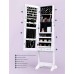 Racdde Jewelry Cabinet with Full-Length Mirror, Standing Lockable Jewelry Armoire Organizer, 3 Angel Adjustable, White 