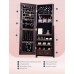 Racdde Jewelry Cabinet with Full-Length Mirror, Standing Lockable Jewelry Armoire Organizer, 3 Angel Adjustable, Brown 