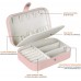 Racdde Jewelry Box for Women Doubel Layer Travel Jewelry Organizer for Necklace Earring Rings PU Leather Jewelry Holder Case, Primrose Pink 