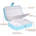 Racdde Jewelry Box for Women Doubel Layer Travel Jewelry Organizer for Necklace Earring Rings PU Leather Jewelry Holder Case, Light Blue 