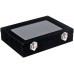 Racdde 24 Section Velvet Glass Jewelry Ring Display Organiser Box Tray Holder Earrings Storage Case (Black) 