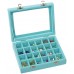 Racdde Velvet Glass Jewelry Ring Display Organiser Box Tray Holder Earrings Storage Case (Light Blue) 