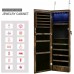 Racdde 6 LEDs Cabinet Lockable 47.3" H Wall/Door Mounted Jewelry Armoire Organizer with Mirror (Rustic Brown) 