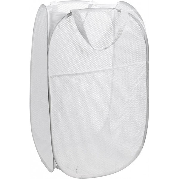 Racdde Mesh Popup Laundry Hamper - Portable, Durable Handles, Collapsible for Storage and Easy to Open. Folding Pop-Up Clothes Hampers are Great for The Kids Room, College Dorm or Travel. (White) 
