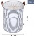 Racdde 19-Inches Thickened Large Drawstring Laundry Basket Storage -(Available 19 and 22 Inches in 9 Colors)- with Durable Leather Handle, Cotton (Blue Strips, L) 