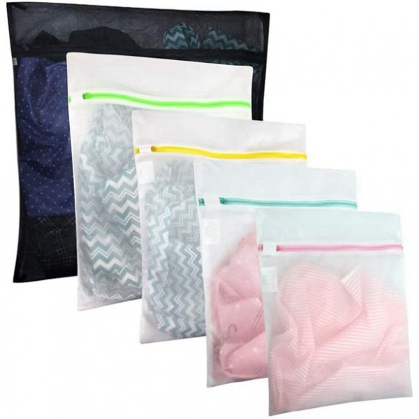 Racdde 5 Pcs Mesh Laundry Bags for Delicates with Zipper, Lingerie Bags for Laundry, Travel Storage Organize Bag, Clothing Washing Bags for Laundry,Blouse, Hosiery, Stocking, Underwear, Bra and Lingerie 